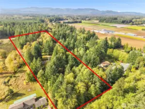 Property lines from the southeast corner