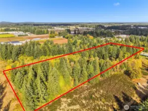 Property lines from the southwest corner