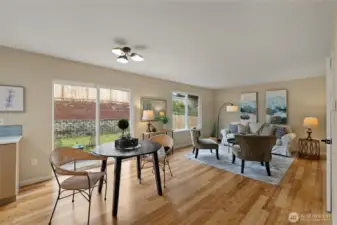 Open Kitchen, Dining, & Family Room Area.