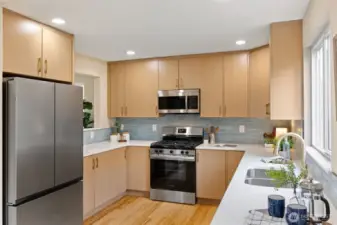 Plenty of counter space and cabinates.