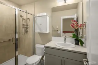 Entry level bathroom.