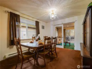 Large dining room right off the kitchen with room to have a nice meal with friends and loved ones.