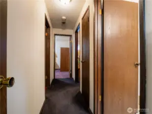 The bedrooms have their own section separate from the entertainment area.