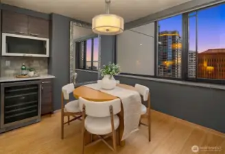 Defined dining area with views of Elliott Bay.