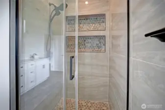 Tile and Glass Primary Shower is Exquisite~