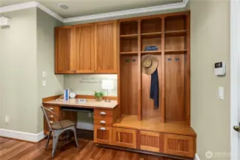 Built ins as you enter from the garage