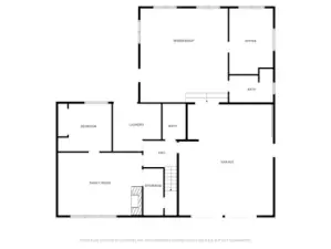 Lower level floor plan shows workshop (listed as unfinished because of cement/slab floor).  Extra room and bath are finished.  There may be potential for an ADU here!