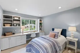 guest bedroom with built-ins