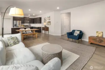 Living, dining, kitchen