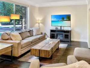 Charming family/media room off entry.