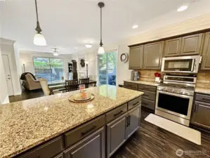 Large island offers lots of storage and is the ideal place to gather.  Open to dining and great room, perfect for entertaining.