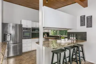 Kitchen with eating space at the bar.
