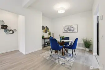 Taller ceilings, refreshed paint, new light fixtures,  flooring and trim