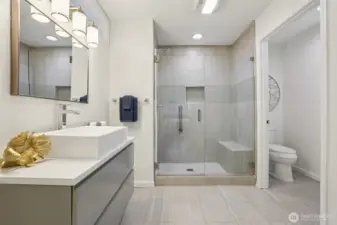 Updated bathroom with a modern touch