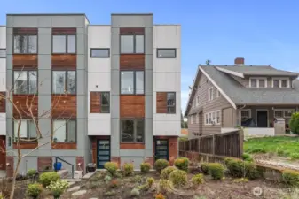 Storage area for unit C is between the entrances of unit B and unit C