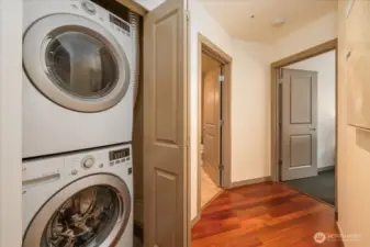 In unit laundry neatly tucked away.