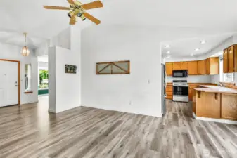 Family room with new LVP flooring