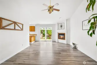 Family room with slider to backyard
