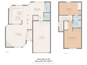 Floor plan of 6310. 6312 is a mirror image.