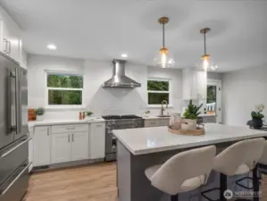 High end appliances including 36" gas range