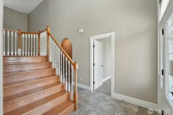 Entry staircase and entry to the office/den.
