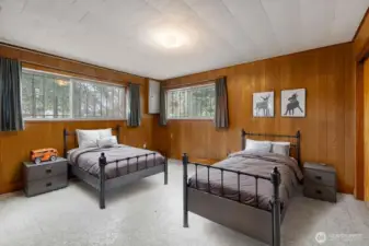 Staged view of the 4th bedroom located on the lower level.