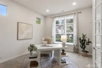 Spacious office with french doors