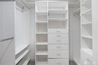 Two primary suite walk-in closets