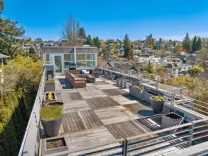 Rooftop deck looking east.