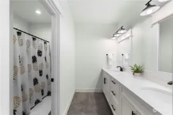 Lower Level Full Bath with Dual Vanities