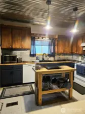 Kitchen - notice the upgraded pendant lighting and ceiling