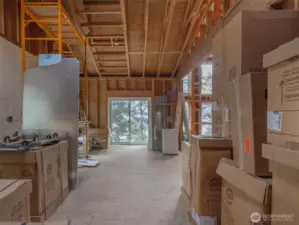 From kitchen looking into dining room.