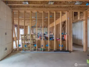 The great room looking to the N with 3rd BR with ensuite bath. Slider to outside also.