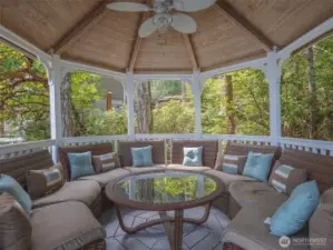 Comfortable gazebo located just above the beach for evening beverages and conversations.