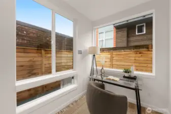 Need a work-from-home setup? This sunny corner nook is perfect for productivity.