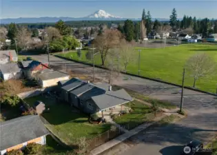 Morning coffee on your wrap around front porch, or walk over to the park for views of Mt Rainier.