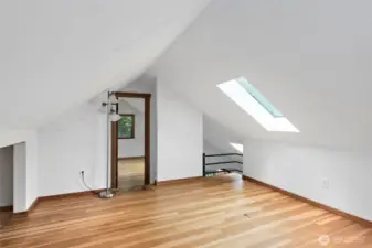 One of two rooms in the loft of the guest house