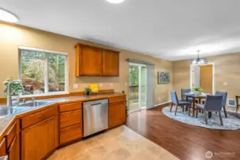 Kitchen looking out to deck