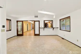 Vaulted ceilings add light and openness.