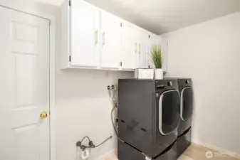 Main floor laundry area. Plumbing in place to add to a laundry sink