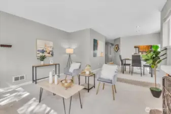 Living room to dining and kitchen