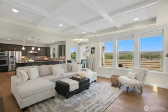 family room and kitchen