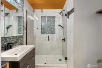 Newly remodeled bathroom with great walk in shower