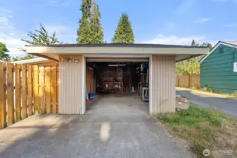 There is an alley next to the garage