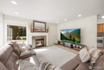 Family room with fireplace.  Tons of natural light and very private