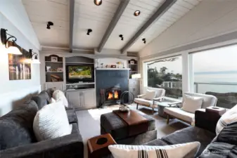 Comfortable living room with great views.