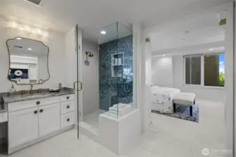 Updated, spa-inspired bathrooms with designer tile and stylish modern fixtures.