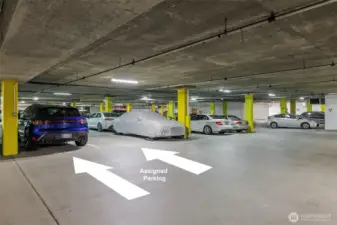 Two secured parking spots, a storage unit, and concierge services offer convenience and peace of mind.