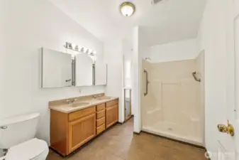 3/4 bathroom off living room.