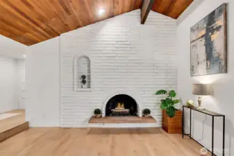 Dual sided fireplace, this one faces.